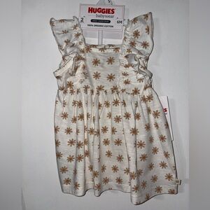 Huggies Jersey dress snow white cream & brown nwt 6 months